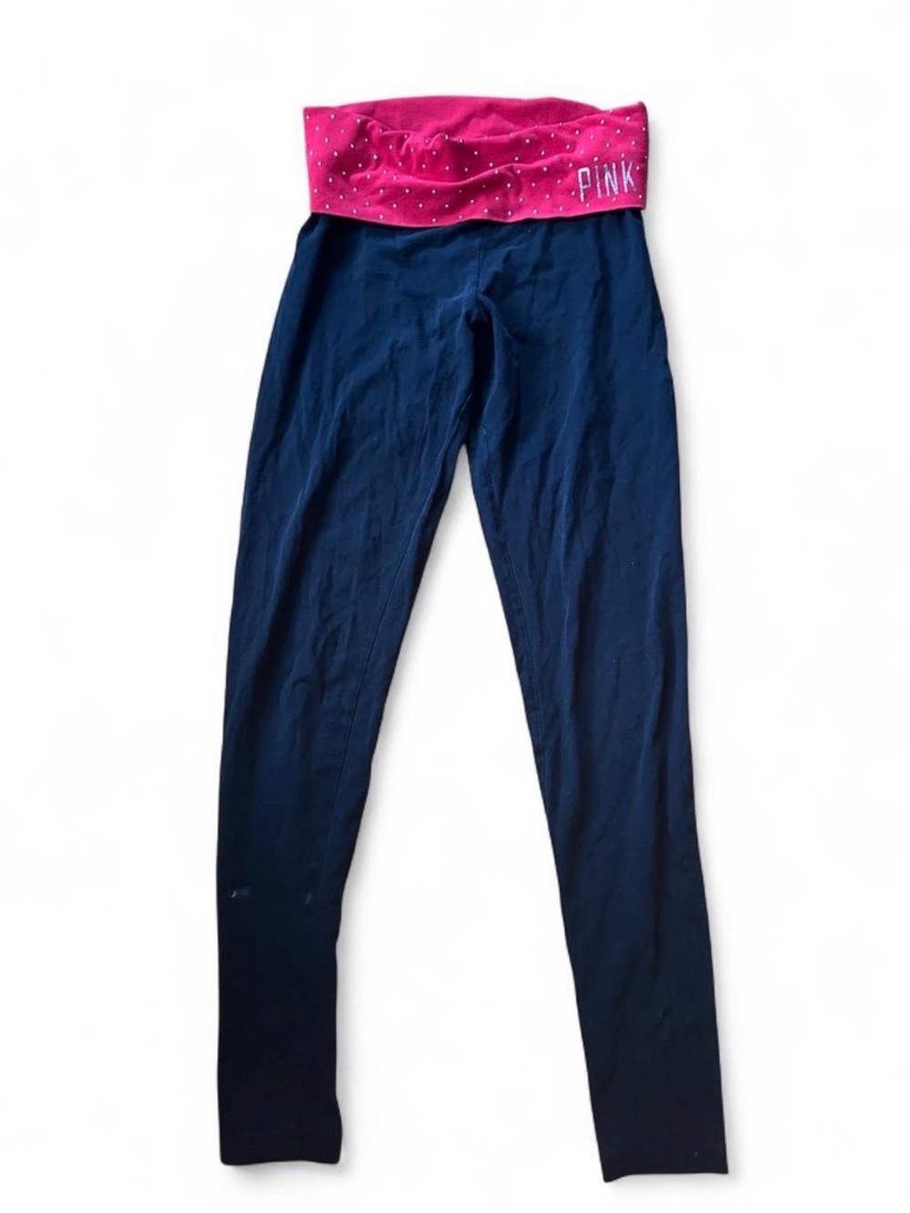 Vintage PINK Victoria's Secret y2k Leggings with Pink Foldover Waistband